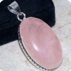 Rose Quartz Gemstone 925 Sterling Silver Handmade Pendant Necklace